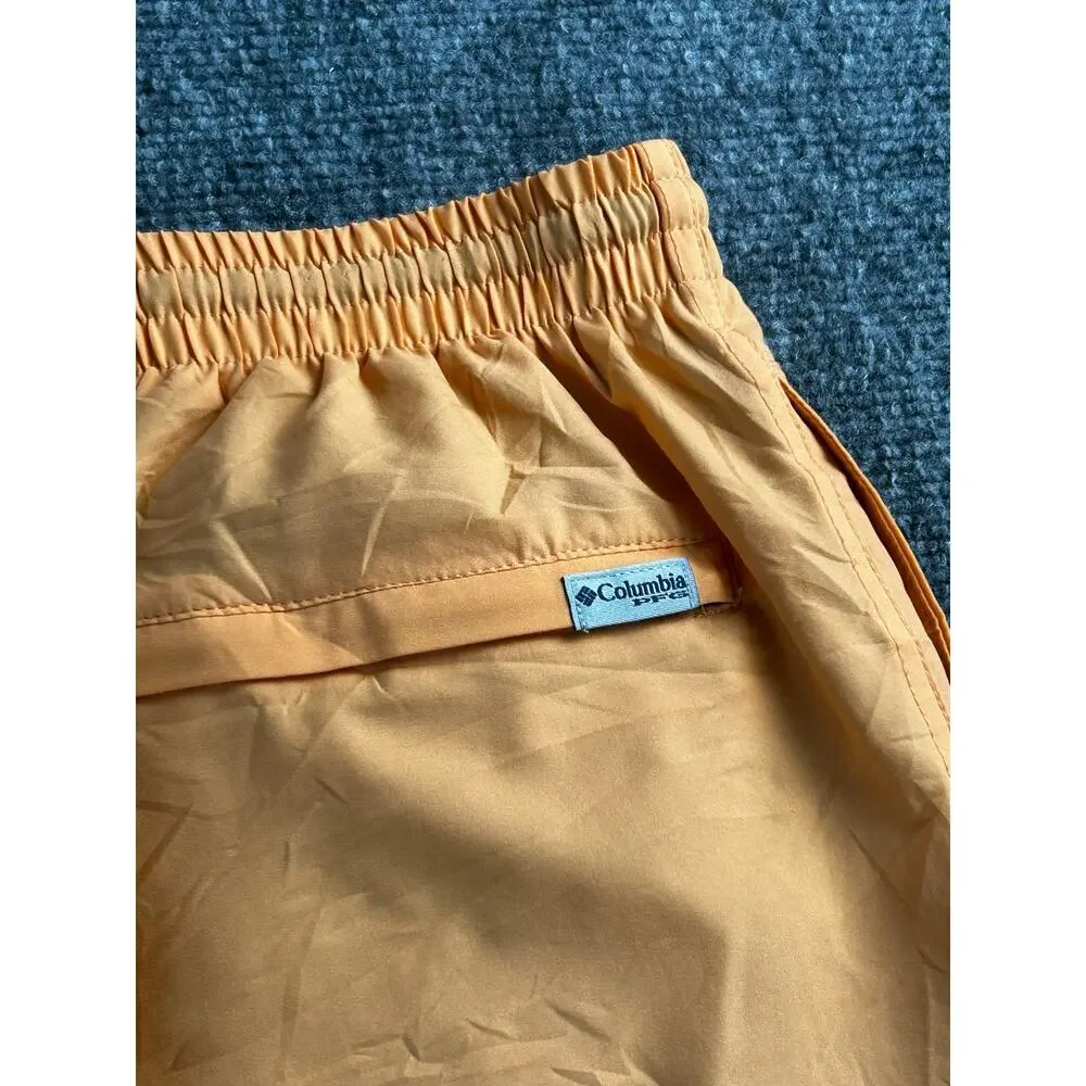 Columbia PFG Fishing Shorts Men's Small Peach Swim Trunks Drawstring